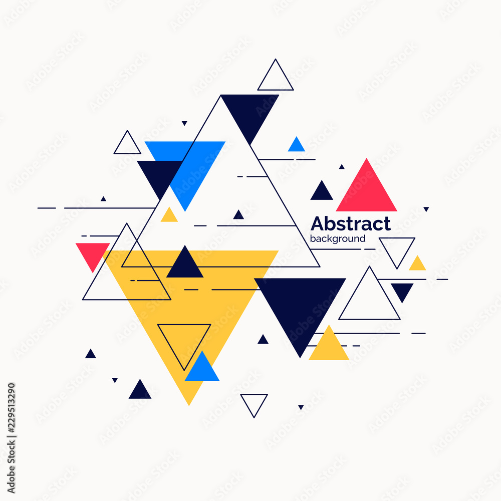 Poster abstract geometric background with triangles in minimalistic style.