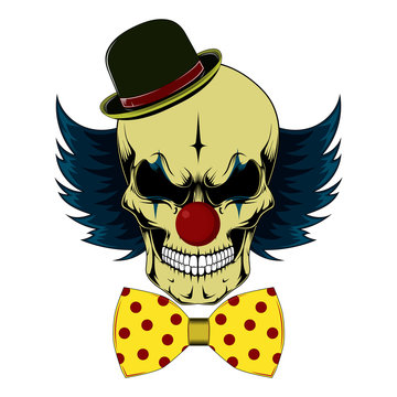  Color vector image of a clown skull.
