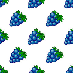 Blue cartoon vector grape seamless pattern