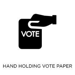 Hand holding vote paper icon. Hand holding vote paper symbol design from Political collection.