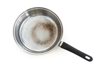 old pan isolated white background