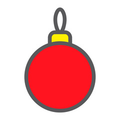Christmas tree ball filled outline icon, xmas and decoration, bauble sign, vector graphics, a colorful linear pattern on a white background, eps 10.