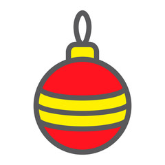 Christmas tree ball filled outline icon, xmas and decoration, bauble sign, vector graphics, a colorful linear pattern on a white background, eps 10.