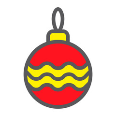 Christmas tree ball filled outline icon, xmas and decoration, bauble sign, vector graphics, a colorful linear pattern on a white background, eps 10.