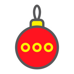 Christmas tree ball filled outline icon, xmas and decoration, bauble sign, vector graphics, a colorful linear pattern on a white background, eps 10.