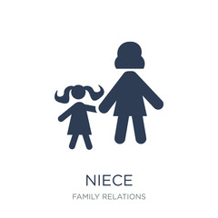 niece icon. Trendy flat vector niece icon on white background from family relations collection
