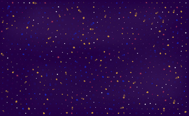 Space design background for web page. Galaxy concept with comets, planets and stars. Vector illustration