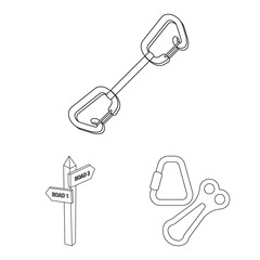 Isolated object of mountaineering and peak icon. Collection of mountaineering and camp stock symbol for web.