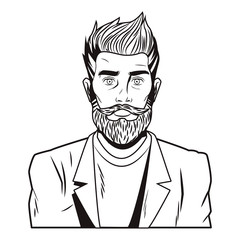 Hipster man pop art cartoon