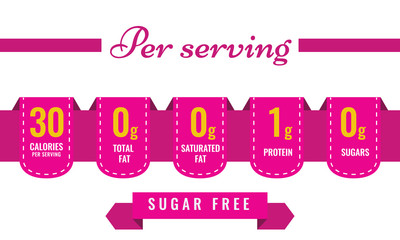 Nutrition Facts information label template for daily food diet. Pink color. Vector illustration.