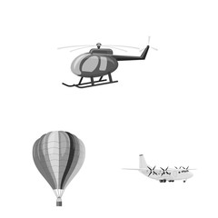 Isolated object of plane and transport icon. Collection of plane and sky stock vector illustration.
