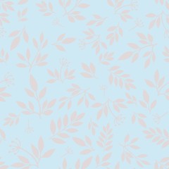 Vector seamless pattern with  leaves and branches for fabric, textile, wrapping paper, card, invitation, wallpaper, web design, background. 