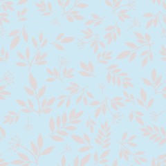 Vector seamless pattern with  leaves and branches for fabric, textile, wrapping paper, card, invitation, wallpaper, web design, background. 