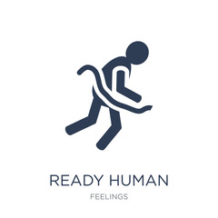 ready human icon. Trendy flat vector ready human icon on white background from Feelings collection