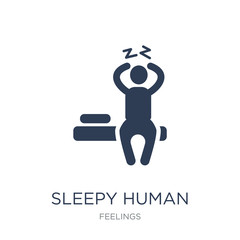 sleepy human icon. Trendy flat vector sleepy human icon on white background from Feelings collection