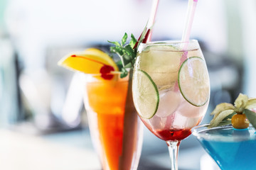 cocktails drinks on the bar