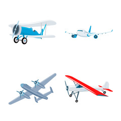 Vector design of plane and transport logo. Set of plane and sky stock vector illustration.