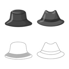 Vector design of headgear and cap symbol. Set of headgear and accessory stock symbol for web.