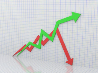 3d illustration inflation and deflation graph