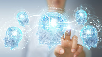 Businesswoman creating artificial intelligence 3D rendering