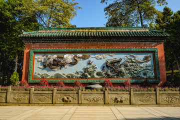 Two chinese Dragon   on the Blue wall in 