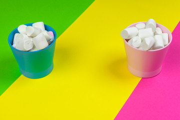 minimal sweet marshmallow on color background
