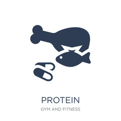 Protein icon. Trendy flat vector Protein icon on white background from Gym and fitness collection