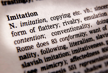 THESAURUS PAGE SHOWING DEFINITION OF WORD IMITATION
