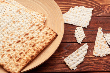 matzo flatbread for Jewish high holiday celebrations on the table