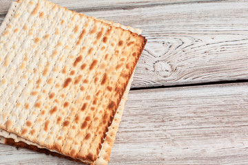 matzo flatbread for Jewish high holiday celebrations on the table