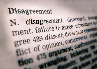THESAURUS PAGE SHOWING DEFINITION OF WORD DISAGREEMENT - obrazy, fototapety, plakaty