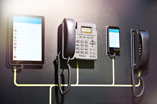 Office telephones, smartphones and tablets on web net