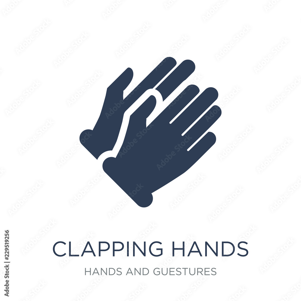 Poster clapping hands icon. trendy flat vector clapping hands icon on white background from hands and guest
