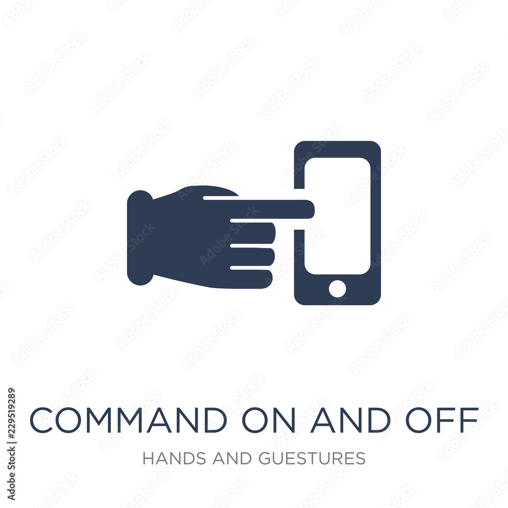 Poster command on and off gesture icon. trendy flat vector command on and off gesture icon on white backgro