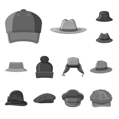 Vector illustration of headgear and cap icon. Collection of headgear and accessory stock vector illustration.