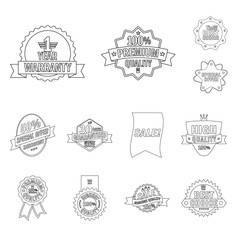 Isolated object of emblem and badge symbol. Collection of emblem and sticker vector icon for stock.