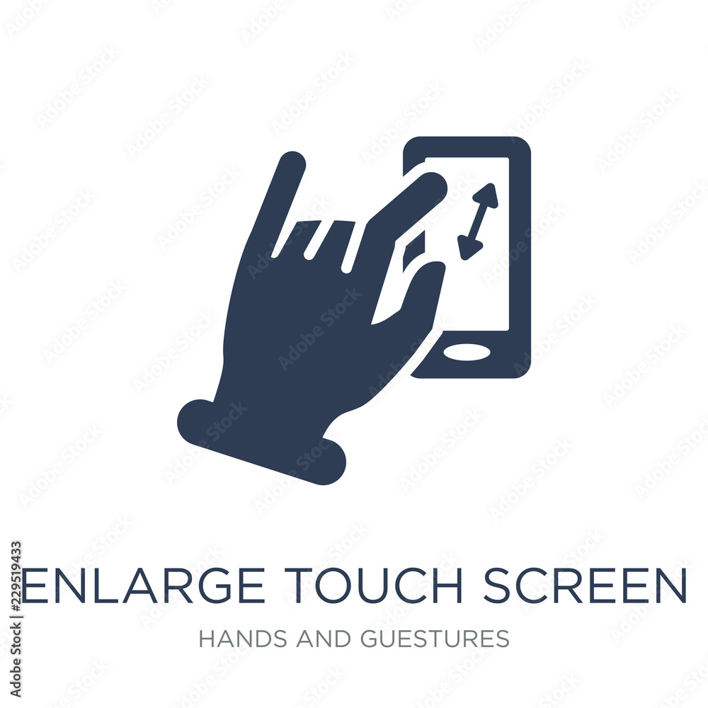 Poster enlarge touch screen gesture icon. trendy flat vector enlarge touch screen gesture icon on white bac