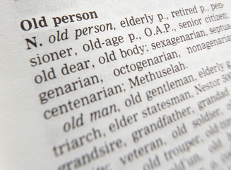 THESAURUS PAGE SHOWING DEFINITION OF WORDS OLD PERSON