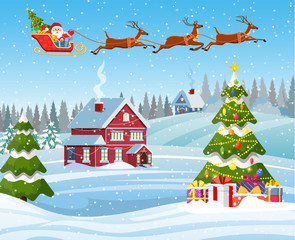 Obraz na płótnie Canvas house in snowy Christmas landscape