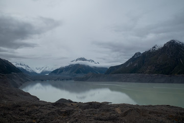 Tasman Lake overcast, Mt Cook National Park New Zealand
