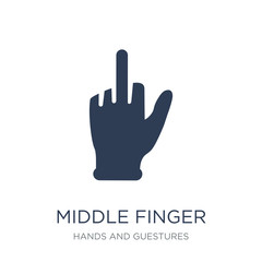 Fototapeta premium Middle finger icon. Trendy flat vector Middle finger icon on white background from Hands and guestures collection