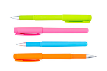 Set of pens isolated on white background