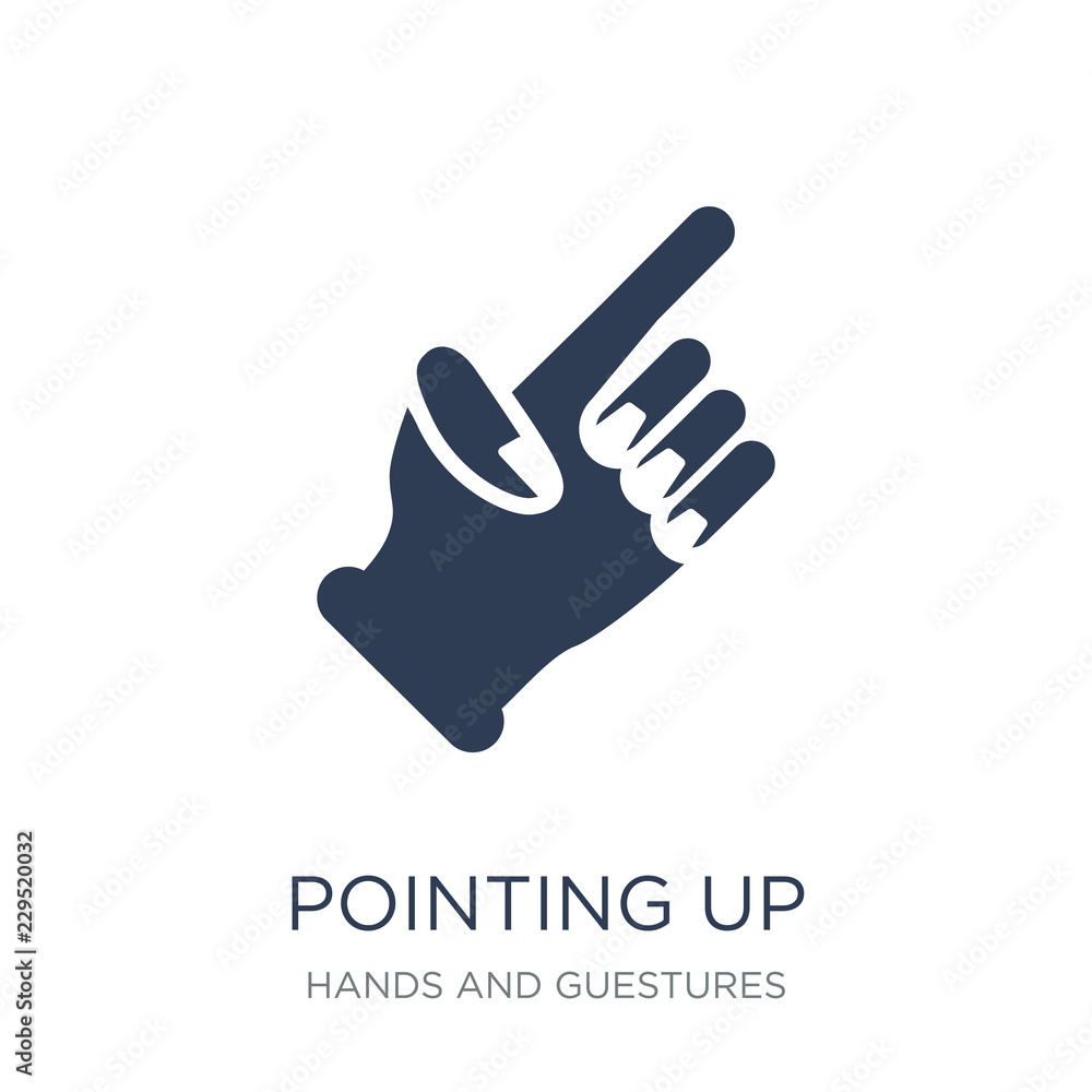 Poster pointing up icon. trendy flat vector pointing up icon on white background from hands and guestures c