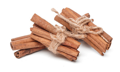 Cinnamon sticks isolated on white background