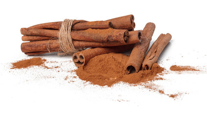 Cinnamon sticks isolated on white background