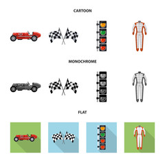 Vector illustration of car and rally icon. Set of car and race stock vector illustration.
