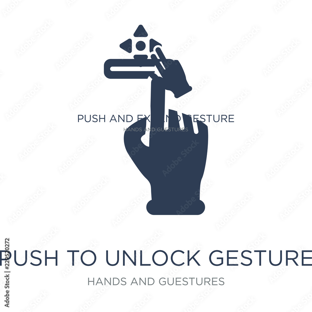 Poster push to unlock gesture icon. trendy flat vector push to unlock gesture icon on white background from