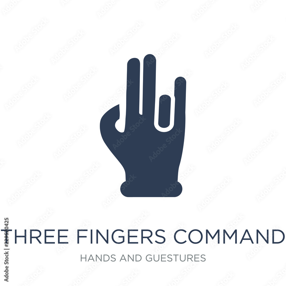 Poster three fingers command icon. trendy flat vector three fingers command icon on white background from h