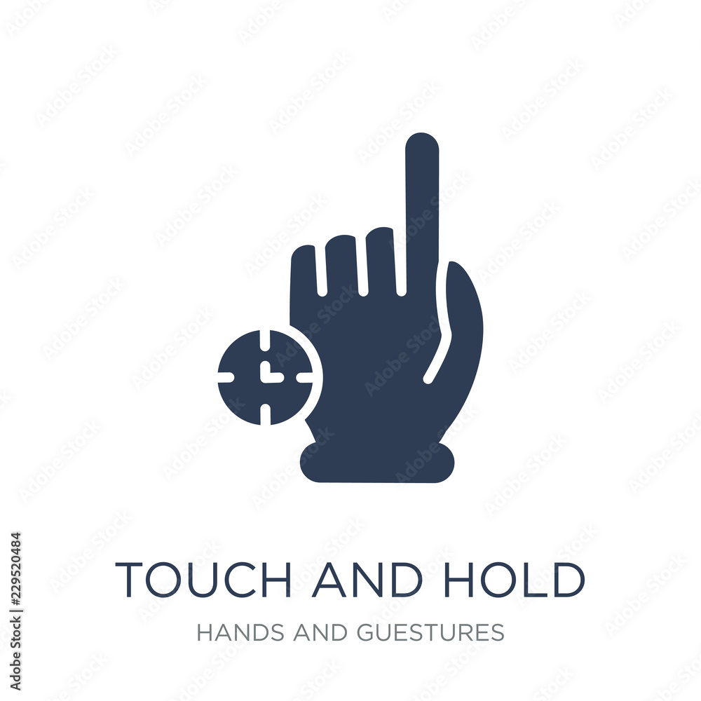 Poster touch and hold icon. trendy flat vector touch and hold icon on white background from hands and guest