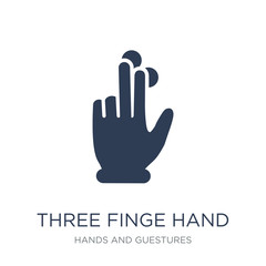 Three fingered hand gesture icon. Trendy flat vector Three fingered hand gesture icon on white background from Hands and guestures collection